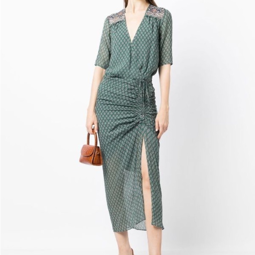 Veronica Beard patterned short-sleeved silk maxi dress